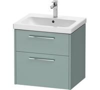 Duravit D-Code mueble bajo lavabo, 1 cajón, 584x460mm, recorte sifónico, con tirador, DC4670010HG0000, Color: Carcasa verde fiordo mate, tirador cromado brillante