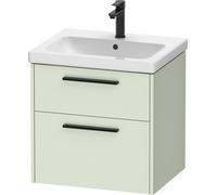 Duravit D-Code mueble bajo lavabo, 1 cajón, 584x460mm, recorte sifónico, con tirador, DC46700BDHH0000, Color: Cuerpo verde pÃ¡lido mate, mango negro diamante mate