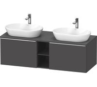 Duravit D-Neo consola lavabo mueble bajo suspendido (recortable en ambos lados), 1400x459x550mm, 2 extraíbles, 2 compartimentos abiertos, con tirador cromo, DE4950B10490000, Color: Grafito Mate Decora