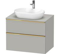 Duravit D-Neo, mueble bajo de lavabo de consola suspendido, 800x664x550mm, 1x extraíble, 1x cajón, con tirador de oro pulido, DE4967034070000, Color: DecoraciÃ³n gris hormigÃ³n mate