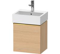 Duravit D-Neo, mueble bajo lavabo consola suspendido, 434x440x322mm, 1 puerta, apertura a la derecha, con tirador de oro pulido, DE4217R34300000, Color: Decoración roble natural mate