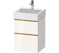 Duravit D-Neo mueble bajo lavabo suspendido, 484x625x442mm, 1 extraíble, 1 cajón, con tirador de oro pulido, DE4370034220000, Color: Decoración blanca de alto brillo