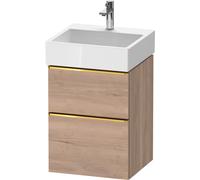 Duravit D-Neo mueble bajo lavabo suspendido, 484x625x442mm, 1 extraíble, 1 cajón, con tirador de oro pulido, DE4370034550000, Color: Decoración marmolada de roble