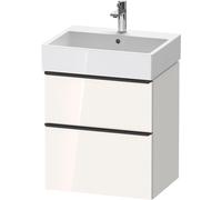 Duravit D-Neo mueble bajo lavabo suspendido, 584x625x442mm, 1 extraíble, 1 cajón, con tirador negro diamante, DE43710BD220000, Color: Decoración blanca de alto brillo
