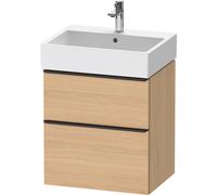 Duravit D-Neo mueble bajo lavabo suspendido, 584x625x442mm, 1 extraíble, 1 cajón, con tirador negro diamante, DE43710BD300000, Color: Decoración roble natural mate
