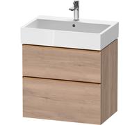Duravit D-Neo mueble bajo lavabo suspendido, 684x625x442mm, 1 extraíble, 1 cajón, con tirador de bronce cepillado, DE4372004550000, Color: Decoración marmolada de roble