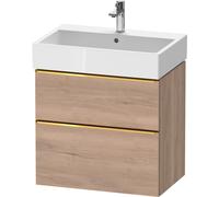 Duravit D-Neo mueble bajo lavabo suspendido, 684x625x442mm, 1 extraíble, 1 cajón, con tirador de oro pulido, DE4372034550000, Color: Decoración marmolada de roble
