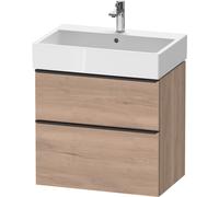 Duravit D-Neo mueble bajo lavabo suspendido, 684x625x442mm, 1 extraíble, 1 cajón, con tirador negro diamante, DE43720BD550000, Color: Decoración marmolada de roble