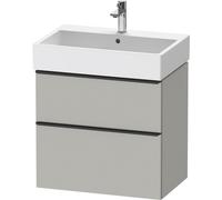 Duravit D-Neo mueble bajo lavabo suspendido, 684x625x442mm, 1 extraíble, 1 cajón, con tirador negro diamante, DE43720BD070000, Color: DecoraciÃ³n gris hormigÃ³n mate