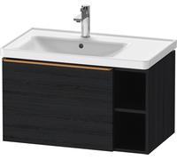 Duravit D-Neo mueble bajo lavabo suspendido, 784x440x452mm, 1 extraíble, 1 compartimento abierto a la derecha, con tirador de bronce cepillado, DE4258004160000, Color: Roble negro mate decoración