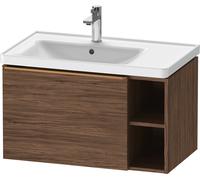 Duravit D-Neo mueble bajo lavabo suspendido, 784x440x452mm, 1 extraíble, 1 compartimento abierto a la derecha, con tirador de bronce cepillado, DE4258004210000, Color: Decoración nogal oscuro mate