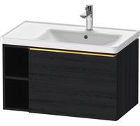 Duravit D-Neo mueble bajo lavabo suspendido, 784x440x452mm, 1 extraíble, 1 compartimento abierto en el lado izquierdo, con tirador de oro pulido, DE4257034160000, Color: Roble negro mate decoración