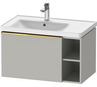 Duravit D-Neo mueble bajo lavabo suspendido, 784x440x452mm, 1 extraíble, 1 compartimento abierto en el lado derecho, con tirador de oro pulido, DE4258034070000, Color: DecoraciÃ³n gris hormigÃ³n mate