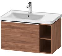 Duravit D-Neo mueble bajo lavabo suspendido, 784x440x452mm, 1 extraíble, 1 compartimento abierto en el lado derecho, con tirador cromo, DE4258010790000, Color: Decoración nogal mate