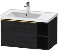 Duravit D-Neo mueble bajo lavabo suspendido, 784x440x452mm, 1 extraíble, 1 compartimento abierto en el lado derecho, con tirador de oro pulido, DE4258034160000, Color: Roble negro mate decoración