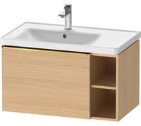 Duravit D-Neo mueble bajo lavabo suspendido, 784x440x452mm, 1 extraíble, 1 compartimento abierto en el lado derecho, con tirador de oro pulido, DE4258034300000, Color: Decoración roble natural mate