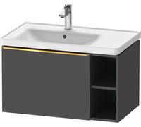 Duravit D-Neo mueble bajo lavabo suspendido, 784x440x452mm, 1 extraíble, 1 compartimento abierto en el lado derecho, con tirador de oro pulido, DE4258034490000, Color: Grafito Mate Decoración