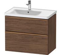 Duravit D-Neo mueble bajo lavabo suspendido, 784x625x452mm, 1 extraíble, 1 cajón, con tirador de bronce cepillado, DE4357004210000, Color: Decoración nogal oscuro mate