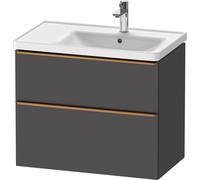 Duravit D-Neo mueble bajo lavabo suspendido, 784x625x452mm, 1 extraíble, 1 cajón, con tirador de bronce cepillado, DE4358004490000, Color: Grafito Mate Decoración