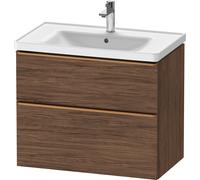 Duravit D-Neo mueble bajo lavabo suspendido, 784x625x452mm, 1 extraíble, 1 cajón, con tirador de bronce cepillado, DE4355004210000, Color: Decoración nogal oscuro mate