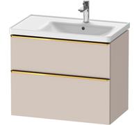 Duravit D-Neo mueble bajo lavabo suspendido, 784x625x452mm, 1 extraíble, 1 cajón, con tirador de oro pulido, DE4358034910000, Color: Taupe Mate DecoraciÃ³n