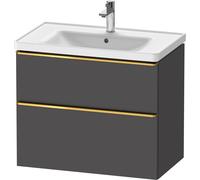 Duravit D-Neo mueble bajo lavabo suspendido, 784x625x452mm, 1 extraíble, 1 cajón, con tirador de oro pulido, DE4355034490000, Color: Grafito Mate Decoración