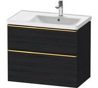Duravit D-Neo mueble bajo lavabo suspendido, 784x625x452mm, 1 extraíble, 1 cajón, con tirador de oro pulido, DE4358034160000, Color: Roble negro mate decoración
