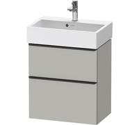 Duravit D-Neo mueble bajo lavabo suspendido, Compact, 584x625x372mm, 1 extraíble, 1 cajón, con tirador negro diamante, DE43290BD070000, Color: DecoraciÃ³n gris hormigÃ³n mate