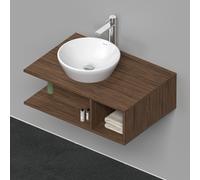 Duravit D-Neo, mueble de baño de pared, anchura 800 x fondo 550mm, 1 compartimento abierto en el lado derecho, DE492802121, Color: Nogal Oscuro