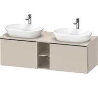 Duravit D-Neo, mueble de lavabo montado en la pared (recorte en ambos lados), anchura 1400 x profundidad 550mm, 2x cajones, 1x estante abierto, con tirador, DE4950B9191, Color: Decoración Topo
