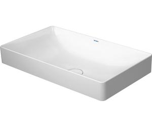 Duravit DuraSquare Aufsatzbecken, 60x34,5cm, sin agujero para grifo, sin rebosadero, pared posterior esmaltada, pulido, 23556000001, Color: Blanco con Wondergliss