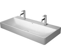 Lavabo DuraSquare de Duravit, 100x47cm, 2 agujeros para grifería, 1 seno, sin rebosadero, acristalado por abajo, 2353100043, Color: Blanco