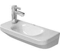 Lavabo Duravit con enjuague manual DuraStyle 50cm sin rebosadero, con orificio para grifo, orificio para grifo a la izquierda, 0713500009, Color: Blanco