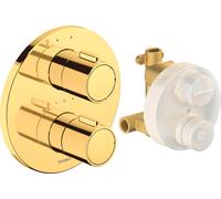 Duravit Grifería termostática Set termostato empotrado, roseta redonda, 2 consumidores, 24 l/min, TH4200008034, Color: Oro pulido