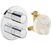 Duravit Grifería termostática Set termostato empotrado, roseta redonda, 2 consumidores, 24 l/min, TH4200008010, Color: Cromo alto brillo