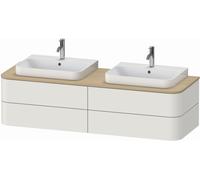 Duravit Happy D.2 Plus Mueble para consola de pared, 1600x550 mm, 4 cajones, para 2 lavabos de sobremesa, HP4974B3939, Color: Nórdico Seda blanca laca mate