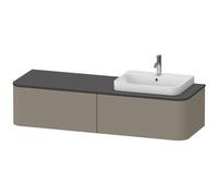 Duravit Happy D.2 Plus consola lavabo mueble bajo suspendido, 1600x550 mm, 2 extraíbles, para lavabos sobre encimera posición derecha, HP4944R9292, Color: Gris piedra Seda Barniz mate