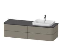 Duravit Happy D.2 Plus consola lavabo mueble bajo suspendido, 1600x550 mm, 4 cajones, para lavabos sobre encimera posición derecha, HP4973R9292, Color: Gris piedra Seda Barniz mate