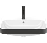 Duravit Happy D.2 Plus Fregadero de sobremesa, 1 agujero para grifo, 600x460 mm, rectificado, con rebosadero, con banco para grifo, 23606061001, Color: Color interior blanco, color exterior antracita