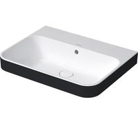 Duravit Happy D.2 Plus Fregadero de sobremesa, 60, sin agujero para grifo, 600x460 mm, rectificado, con rebosadero, con banco para grifo, 23606061601, Color: Color interior blanco, color exterior antr