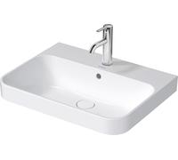 Duravit Happy D.2 Plus Fregadero de sobremesa, 60, sin agujero para grifo, 600x460 mm, rectificado, con rebosadero, con banco para grifo, 23606013601, Color: Color interior antracita mate, color exter