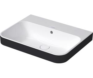 Duravit Happy D.2 Plus Fregadero de sobremesa, 60, sin agujero para grifo, 600x460 mm, rectificado, con rebosadero, con banco para grifo, 2360606160, Color: Color interior blanco, color exterior antra
