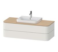 Duravit Happy D.2 Plus Mueble para consola de pared, 1300x550 mm, 2 cajones, para lavabos de sobremesa, HP497203939, Color: Nórdico Seda blanca laca mate