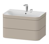 Duravit Happy D.2 Plus Set de encastre a pared, 775x490mm, 2 cajones, 2 agujeros para grifería, HP4637E6060, Color: Seda topo laca mate