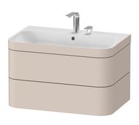 Duravit Happy D.2 Plus Set de encastre a pared, 775x490mm, 2 cajones, 2 agujeros para grifería, HP4637E8383, Color: Decoración supermate color topo