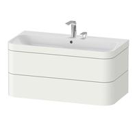 Duravit Happy D.2 Plus Set de encastre a pared, 975x490mm, 2 cajones, 2 agujeros para grifería, HP4638E3636, Color: Blanco seda lacado mate