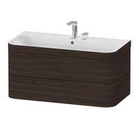 Duravit Happy D.2 Plus Set de encastre a pared, 975x490mm, 2 cajones, 2 agujeros para grifería, HP4638E6969, Color: Nogal cepillado Chapa de madera auténtica