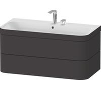 Duravit Happy D.2 Plus Set de encastre a pared, 975x490mm, 2 cajones, 2 agujeros para grifería, HP4638E8080, Color: Decoración grafito supermate
