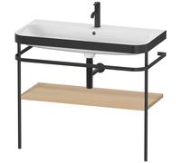 Duravit Happy D.2 Plus Set de encastre c-bonded con soporte metálico, 975x490m, 1 agujero para grifo, HP4738O7171, Color: Roble mediterráneo Chapa de madera auténtica