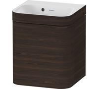 Duravit Happy D.2 Plus Set de encastre en C suspendido, 400x360mm, 1 puerta, tope a la derecha, sin agujero para grifo, HP4634N69690000, Color: Nogal cepillado Chapa de madera auténtica